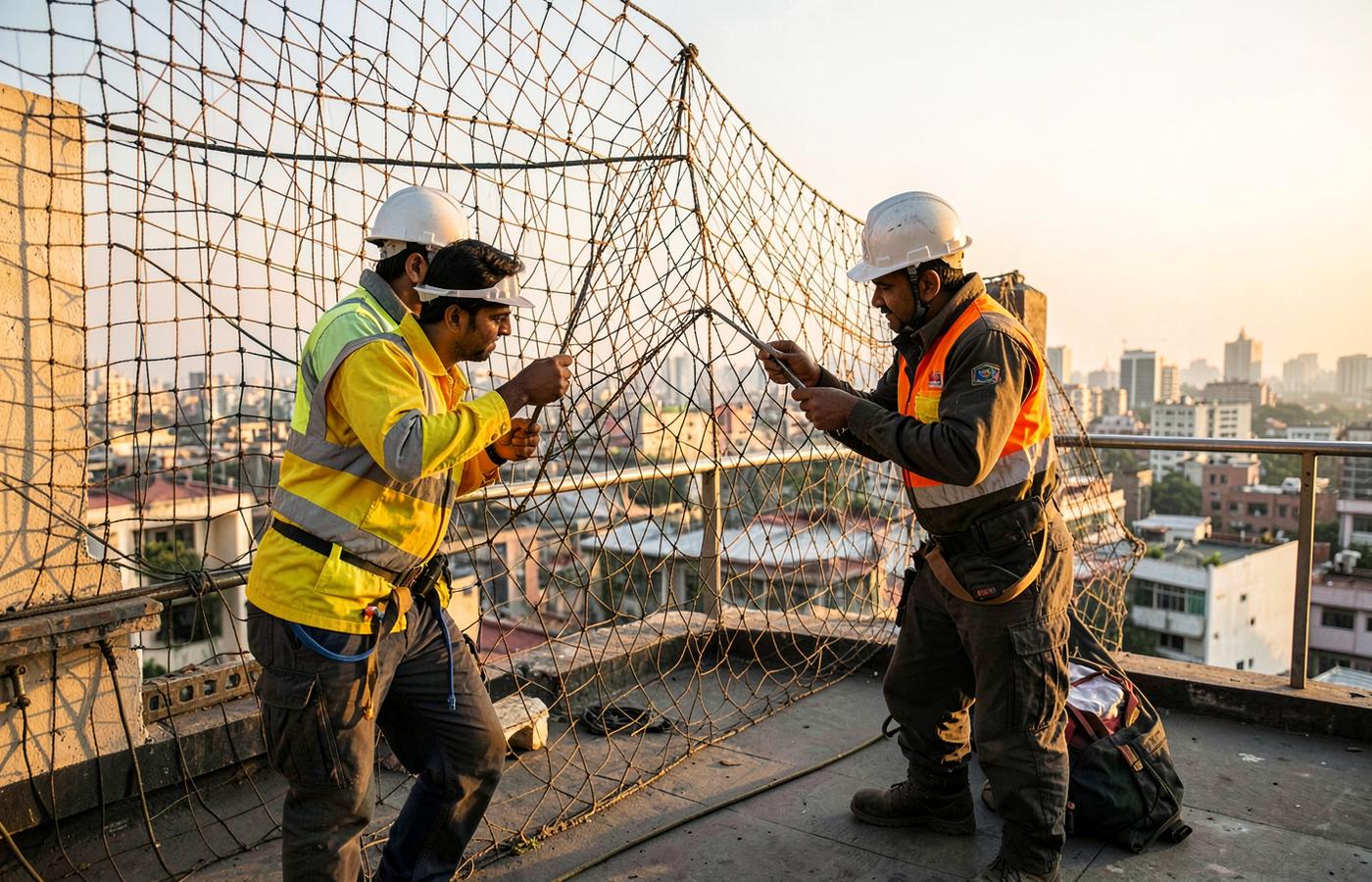 net-installation-team-working-on-terrace-ahmedabad